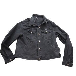 Joe Boxer Black Denim Trucker Jacket Womens Size XL Button Front Classic‎ Fit
